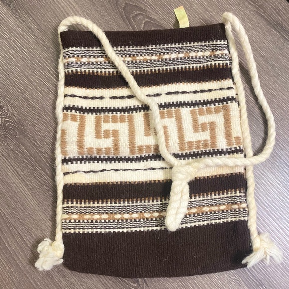 Vintage 70s Hippie Woven Greek Artisan Bag Boho Crossbody Fringe Shoulder Purse - Picture 2 of 9